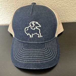 Buffalo Wild Wings Trucker Hat Men's Adjustable Denim Blue Tan Mesh
